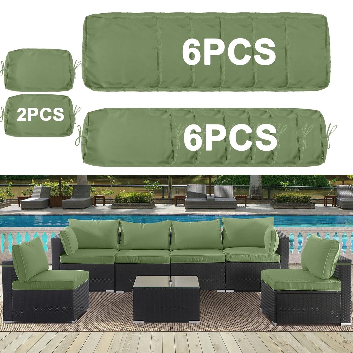 Cushion Covers for 7 Pcs Wicker Rattan Sectional Sofa