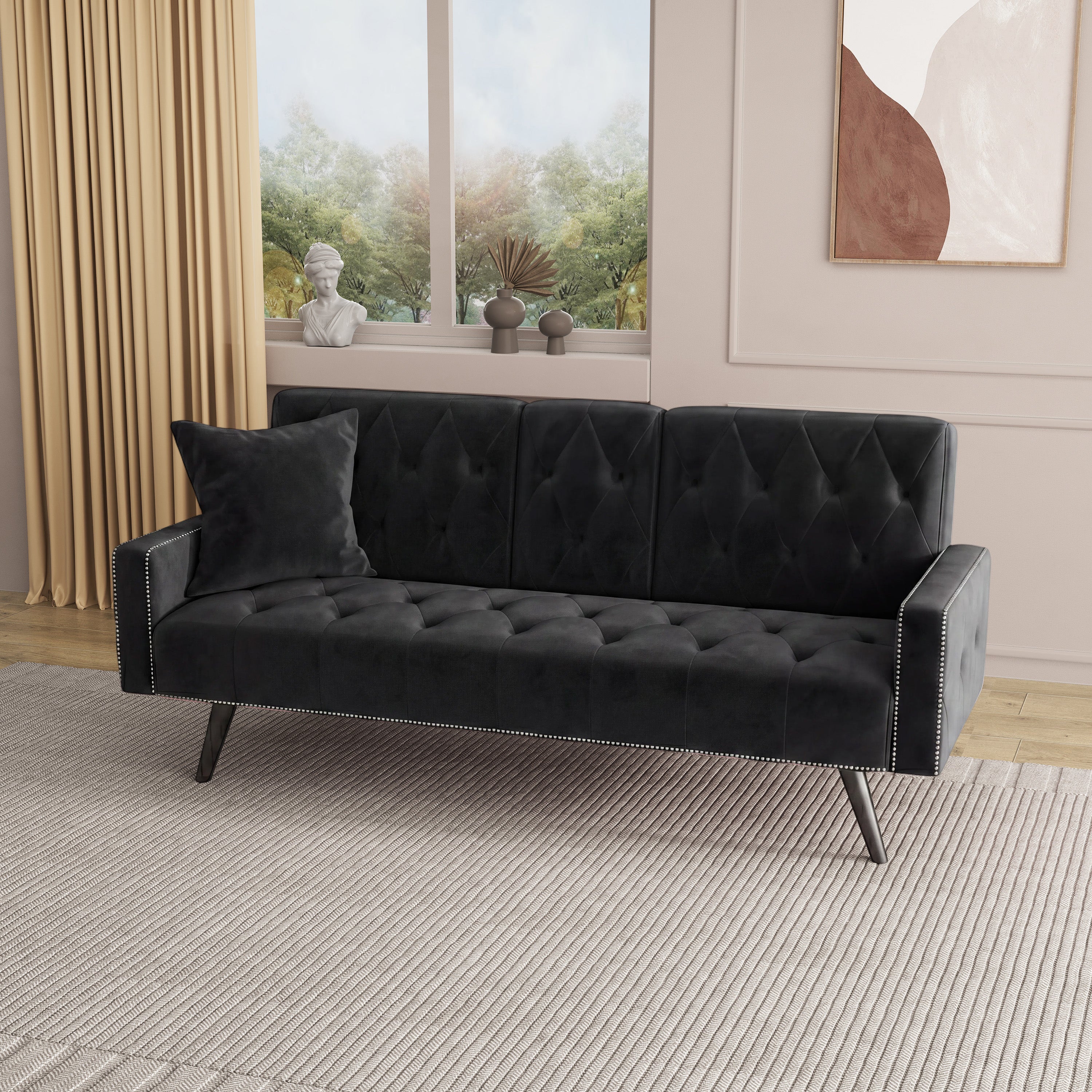 1730 Sofa Bed Armrest with Nail Head Trim