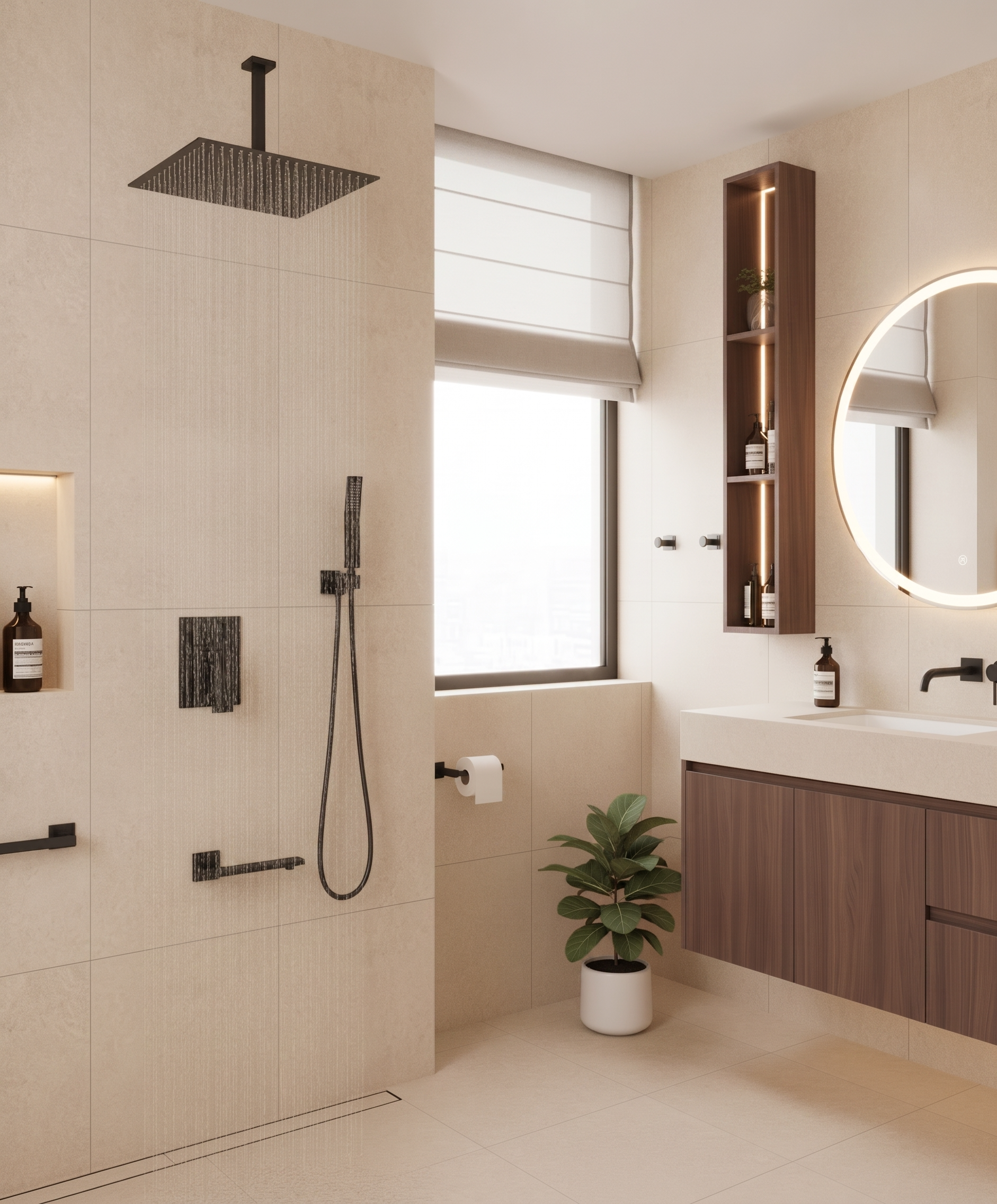 Matte Shower System with Tub Spout & 12" Shower Head