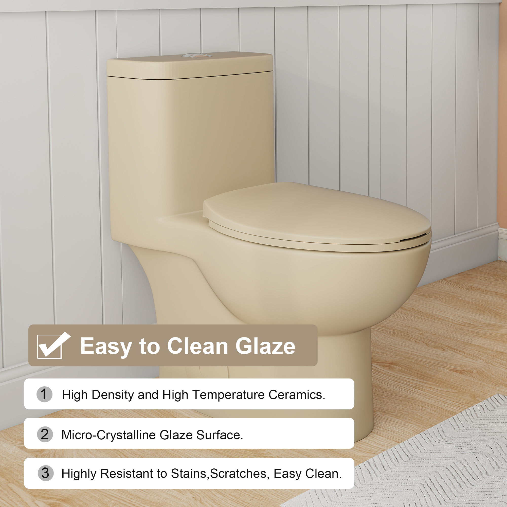 Tornado Flush One-Piece Toilet with Comfort Chair Seat - Khaki