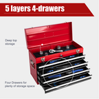 Heavy Duty Metal Tool Box - 21-inch with 4 Drawers