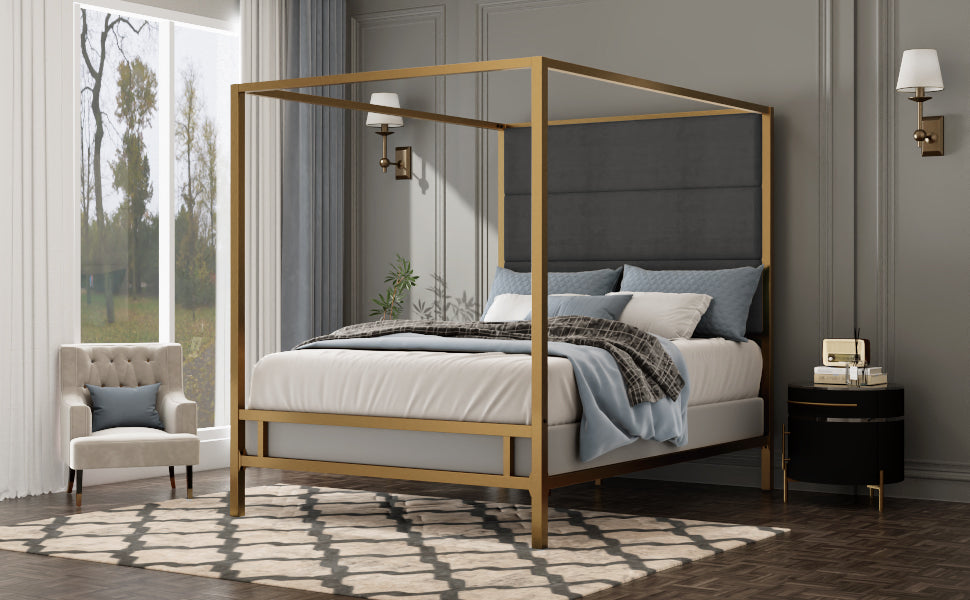 Gold Metal Canopy Bed