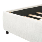 King Size Upholstered Bed Frame With Boucle Fabric Curved Headboard