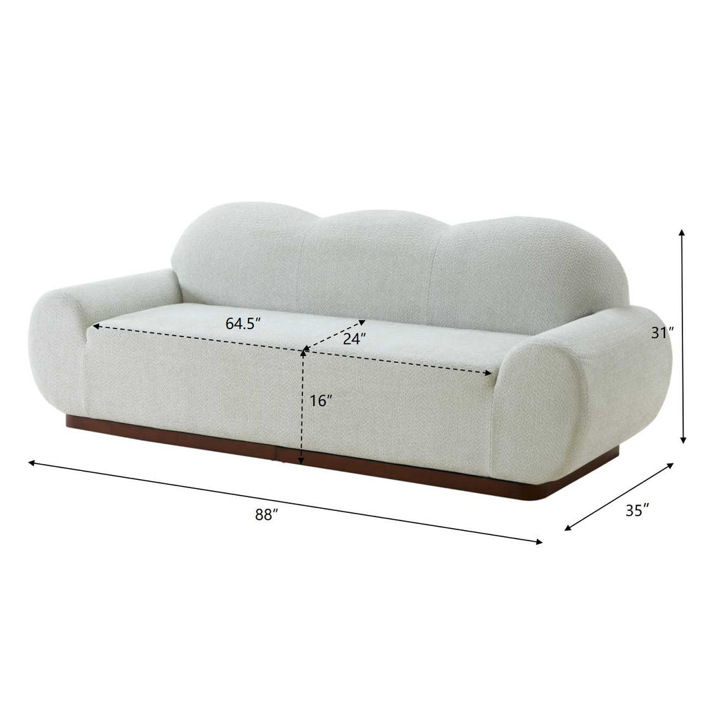 88in. Round Arm Cloud Curved 3 Seater Modern Upholstered Boucle Sofa