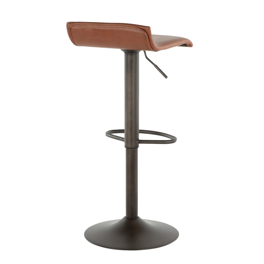 Barstool in Antique Metal and Faux Leather