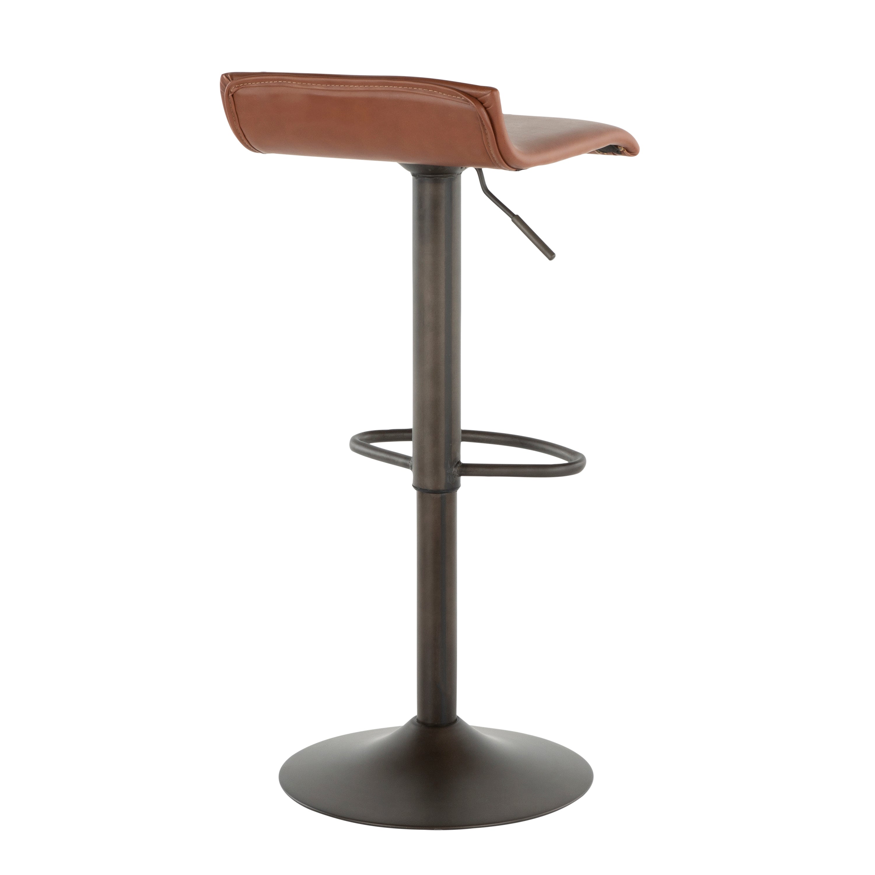 Barstool in Antique Metal and Faux Leather