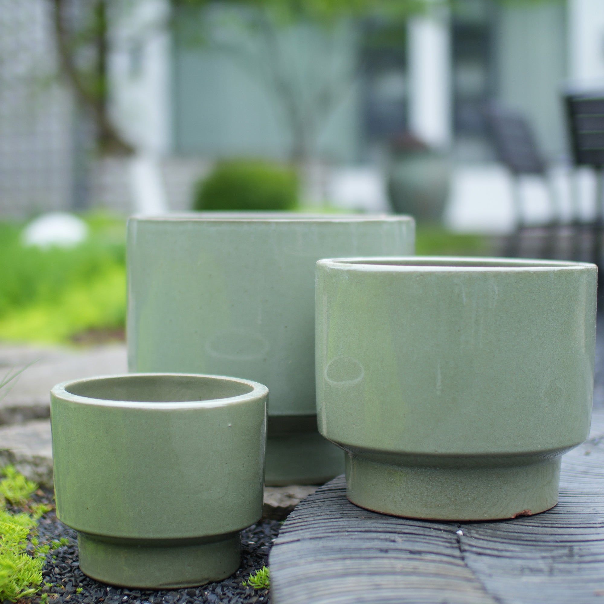 Handmade Solid Glaze Ceramic Planter Set of 3