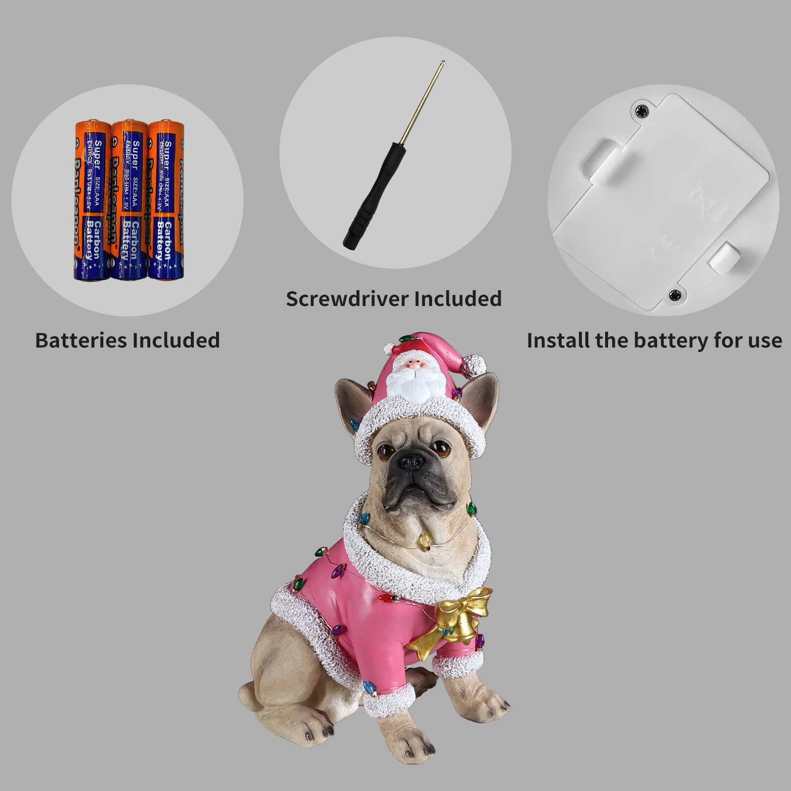 Christmas French Bulldog Statue