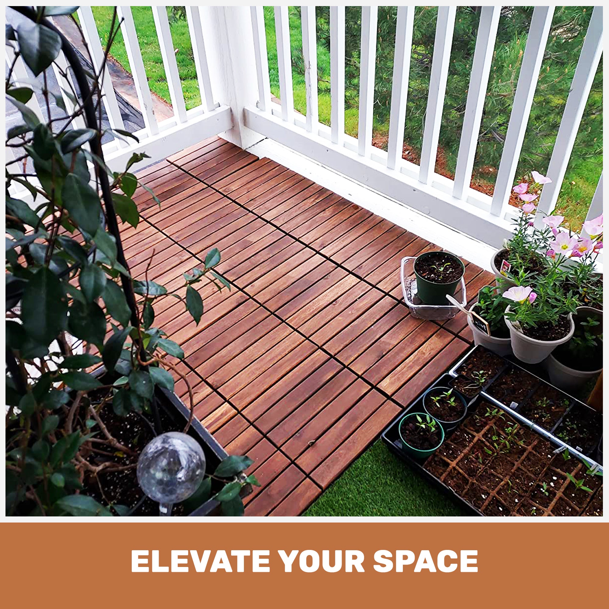 30 PCS Interlocking Deck Tiles Striped Pattern