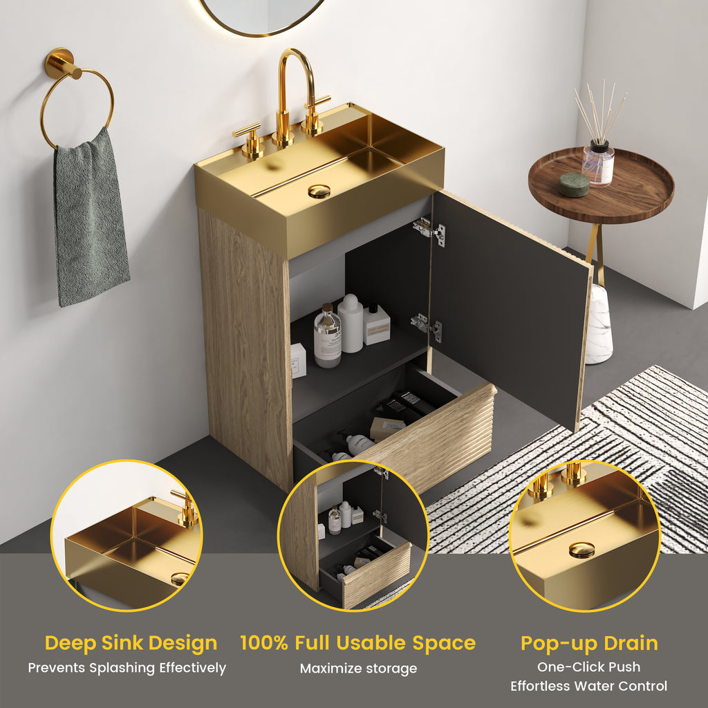 Gada 20" Striped Light Bathroom Vanity
