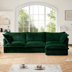 L-Shaped Slipcovered Sectional Sofa Couch