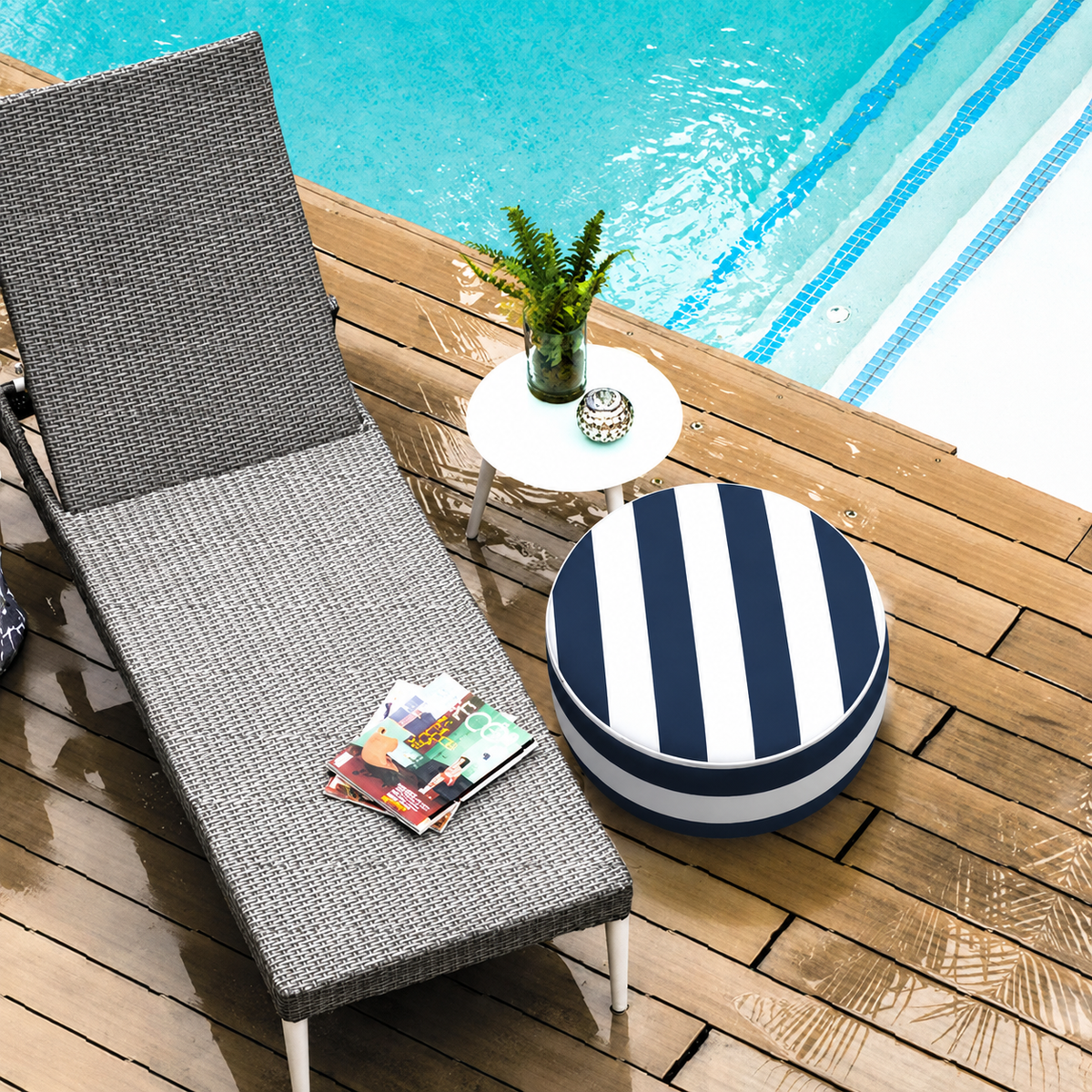 Outdoor Inflatable Ottoman 21"x21"x9"