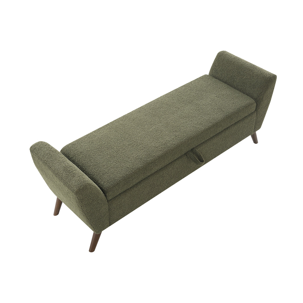 60" Modern Storage Bench with Mid-Century Wood Legs