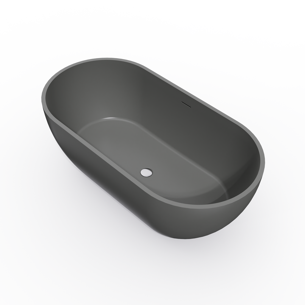 59 Inch Solid Surface Oval Shape Freestanding Bathtub