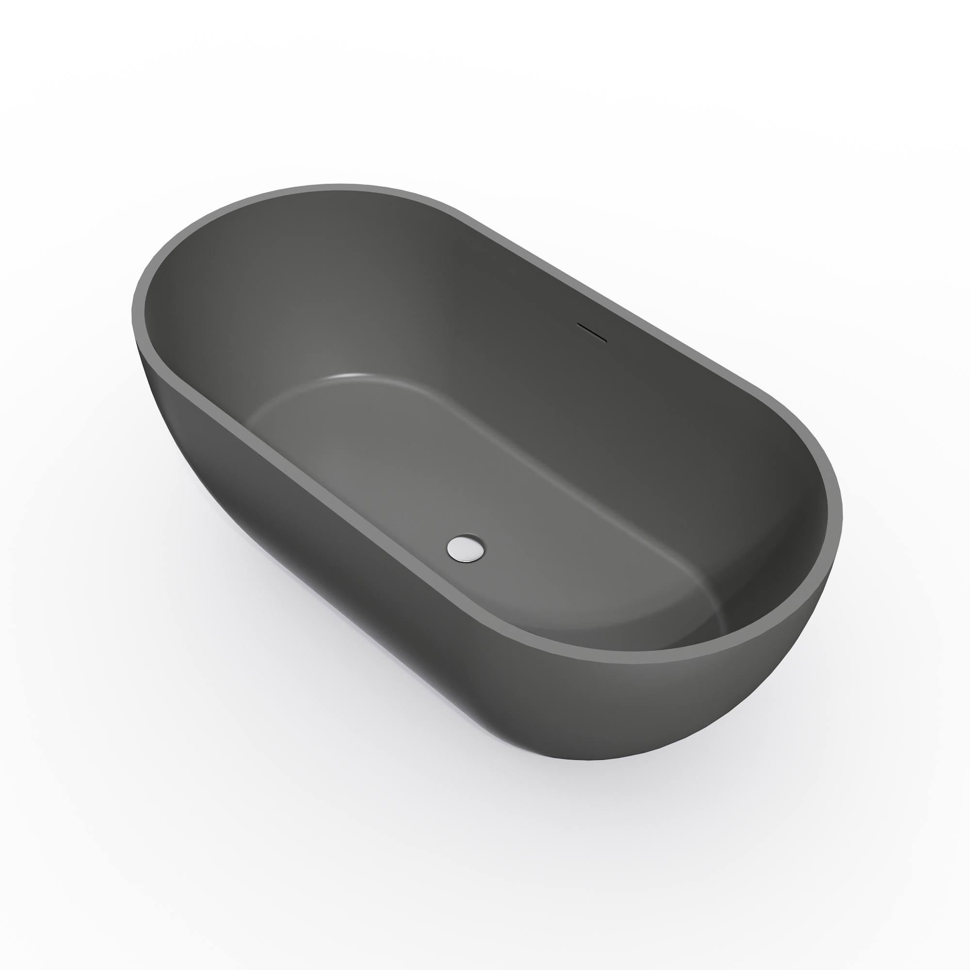 59 Inch Solid Surface Oval Shape Freestanding Bathtub