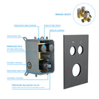 Dual Shower Head - 12 Inch Wall Mounted Square Shower System with Rough-in Valve, Matte