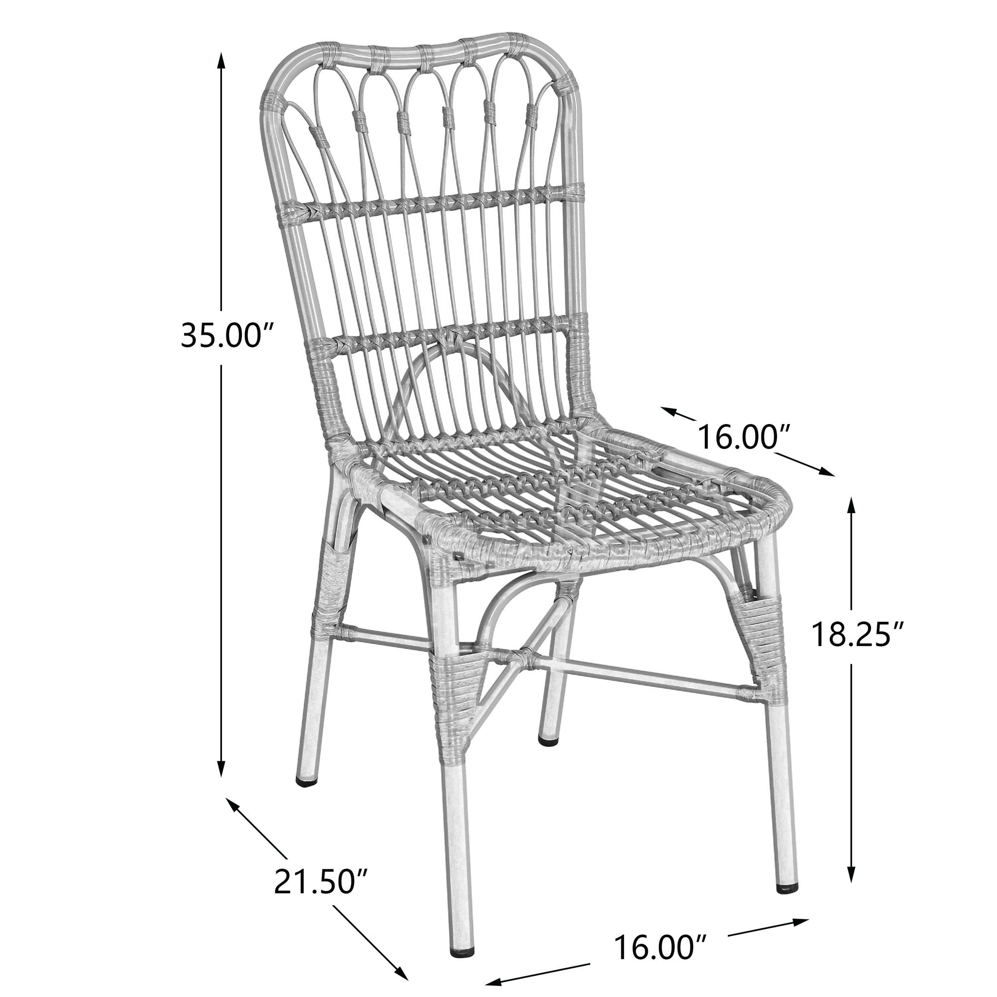 Outdoor Wicker Patio Dining Chairs Set with Durable Frame and Rattan Weave