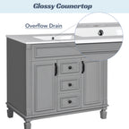 36" Bathroom Vanity with Top Sink, Mirror Cabinet