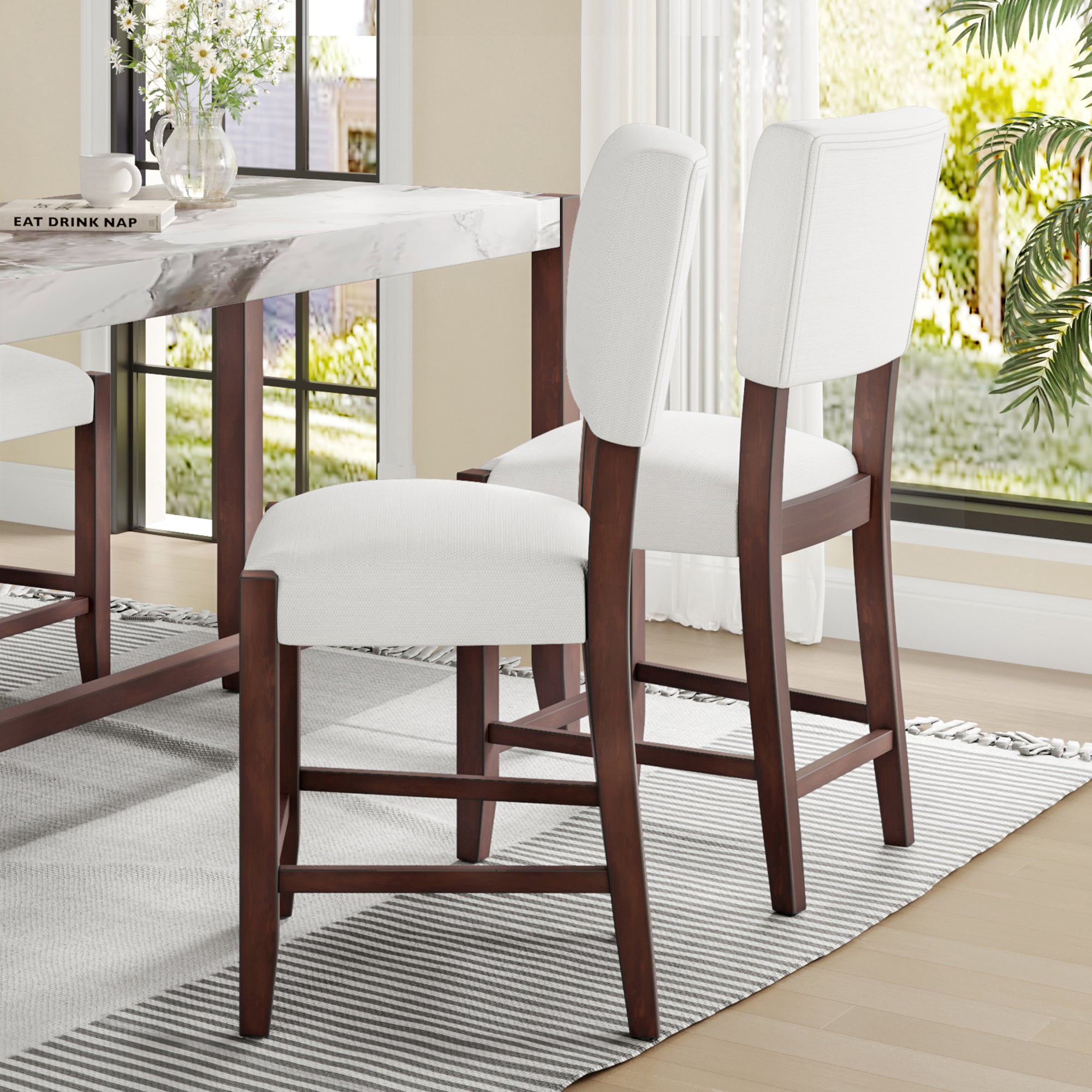 Mid Century Modern Bar Stools Set of 2, 40.4" Counter Stools with Back
