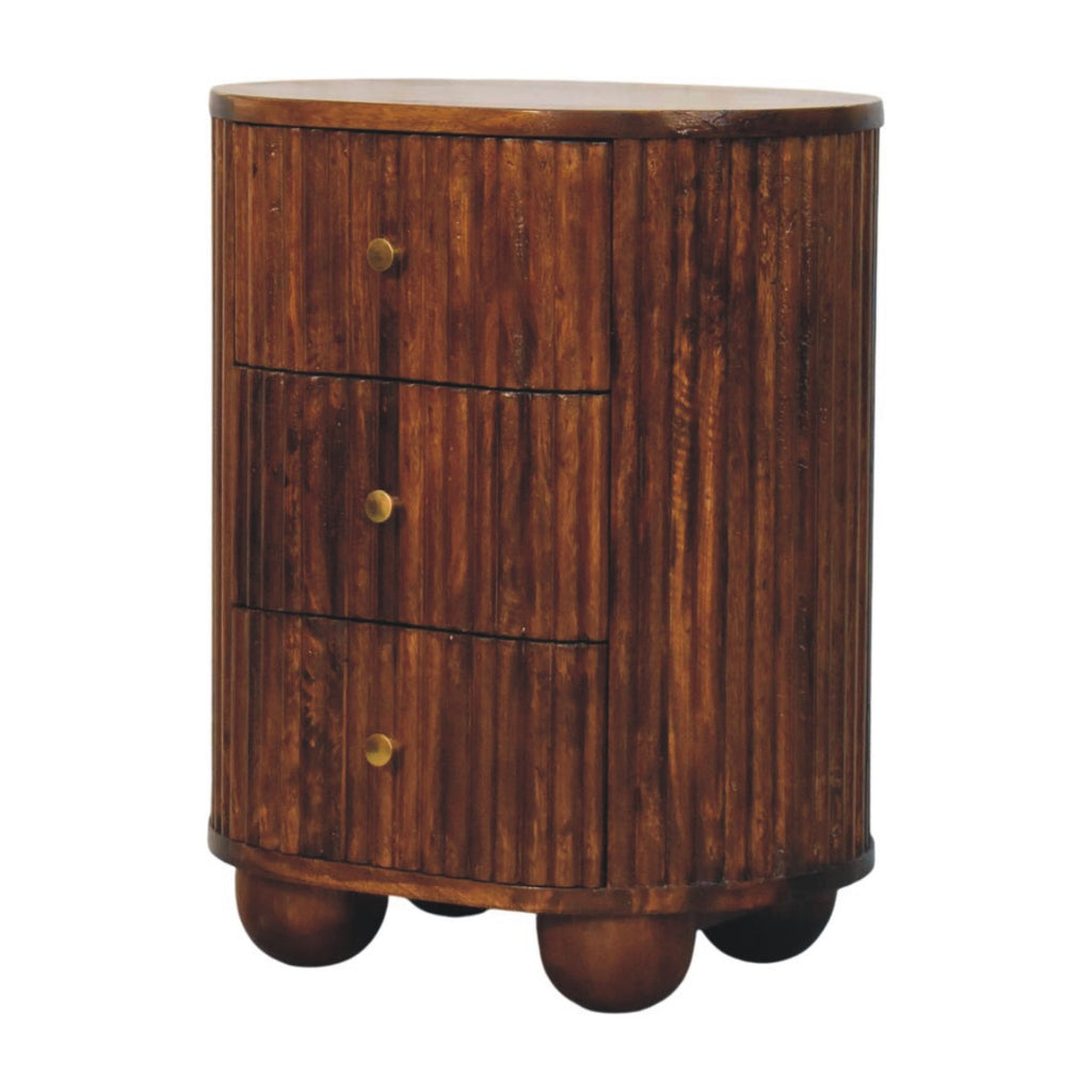 Solid Wood Curved Fluted Bedside Chest