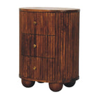 Solid Wood Curved Fluted Bedside Chest