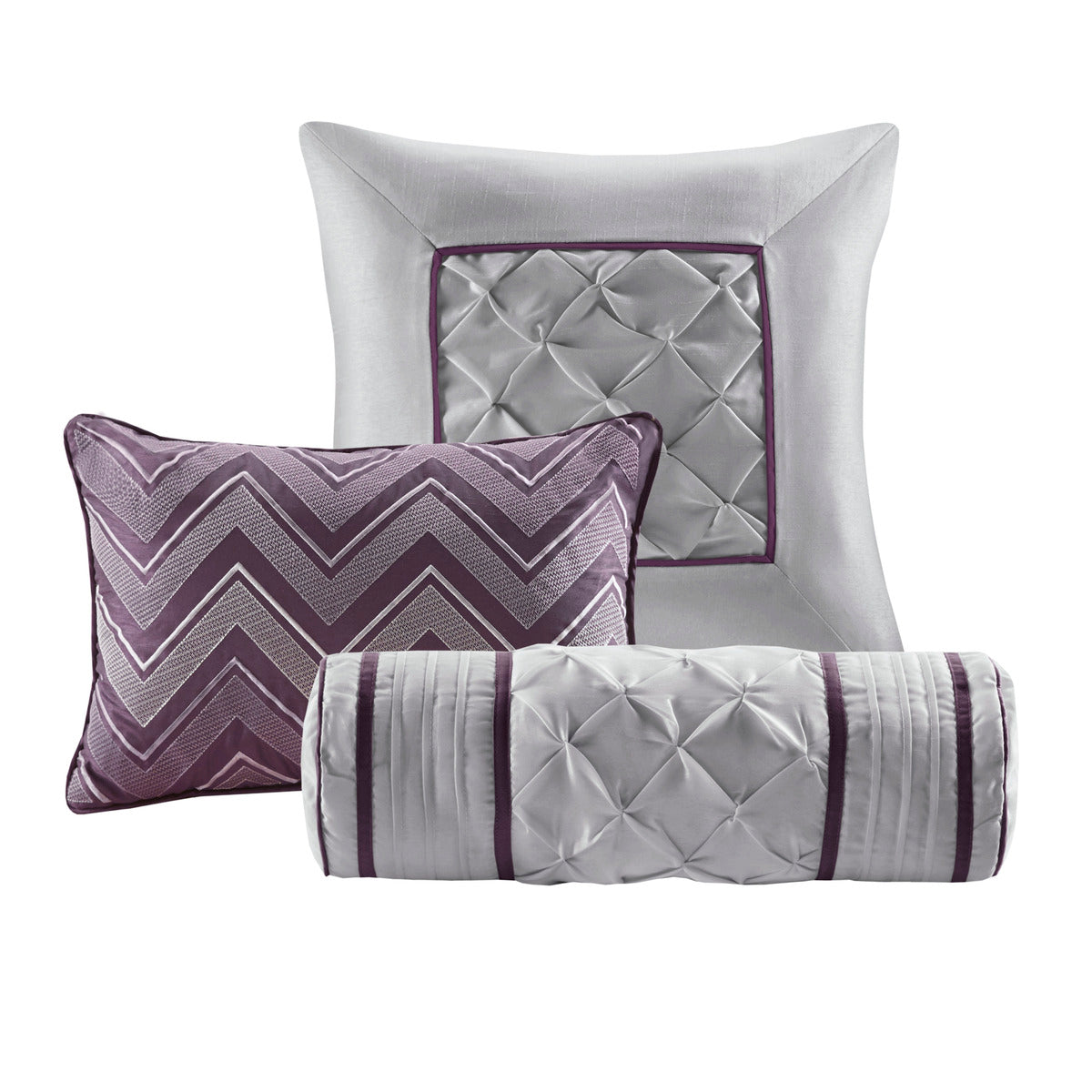 7 Piece Tufted Comforter Set - Plum Cal King
