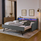 Twin Size Upholstery Sofa Bed with LED Lights