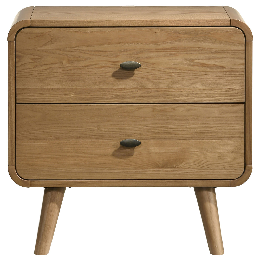 Winston Light Ash 2-Drawer Nightstand Bedside Table