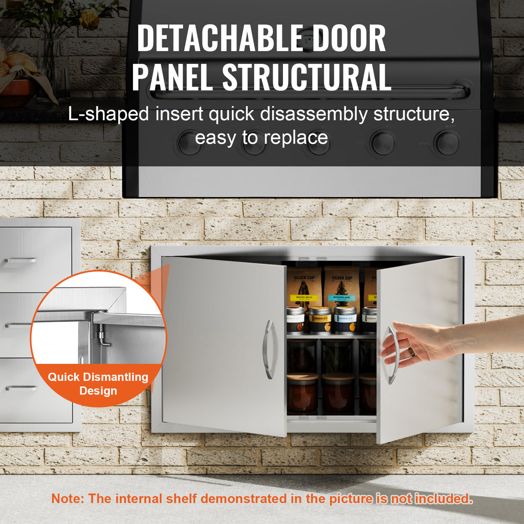 BBQ Access Door, 36W x 21H Inch Double Outdoor Kitchen Door