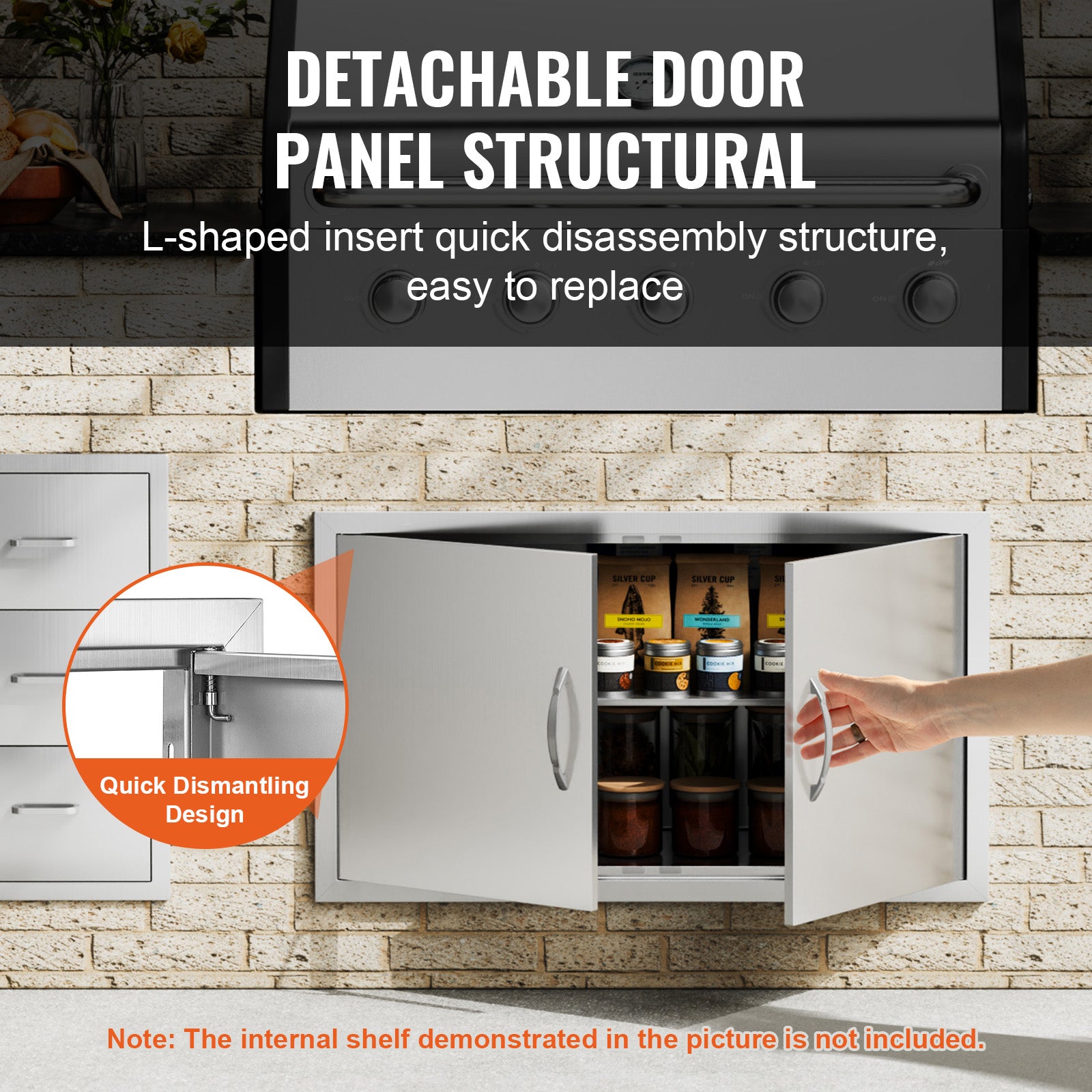 BBQ Access Door, 36W x 21H Inch Double Outdoor Kitchen Door