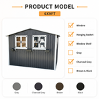 9x6 FT Outdoor Metal Storage Shed with Window & Flower Rack