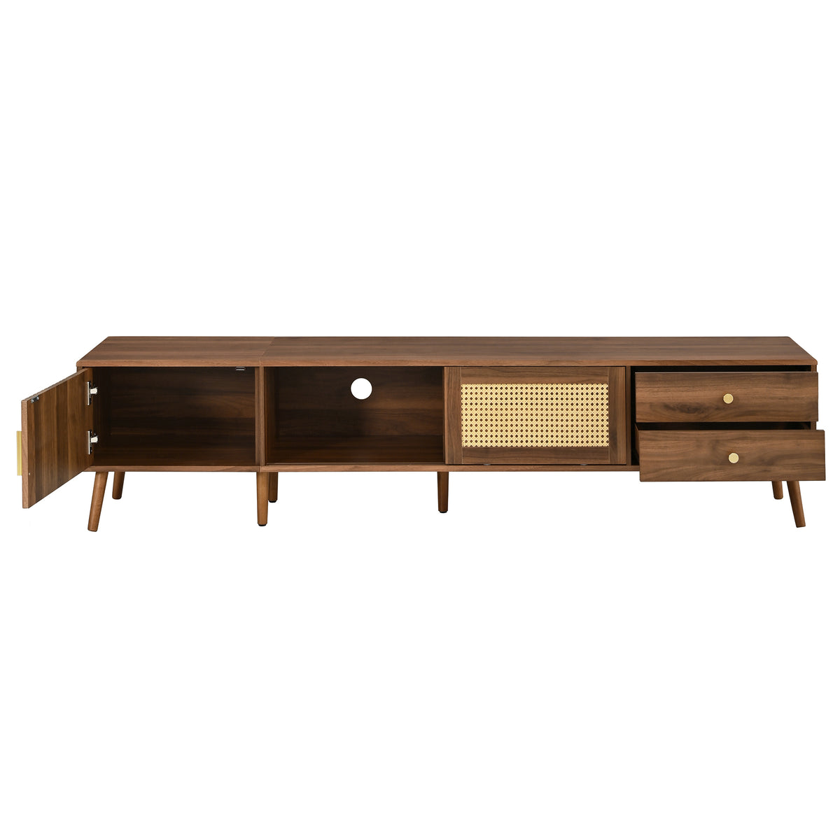 Modern Rattan Doors TV Stand for TVs up to 85 Inches
