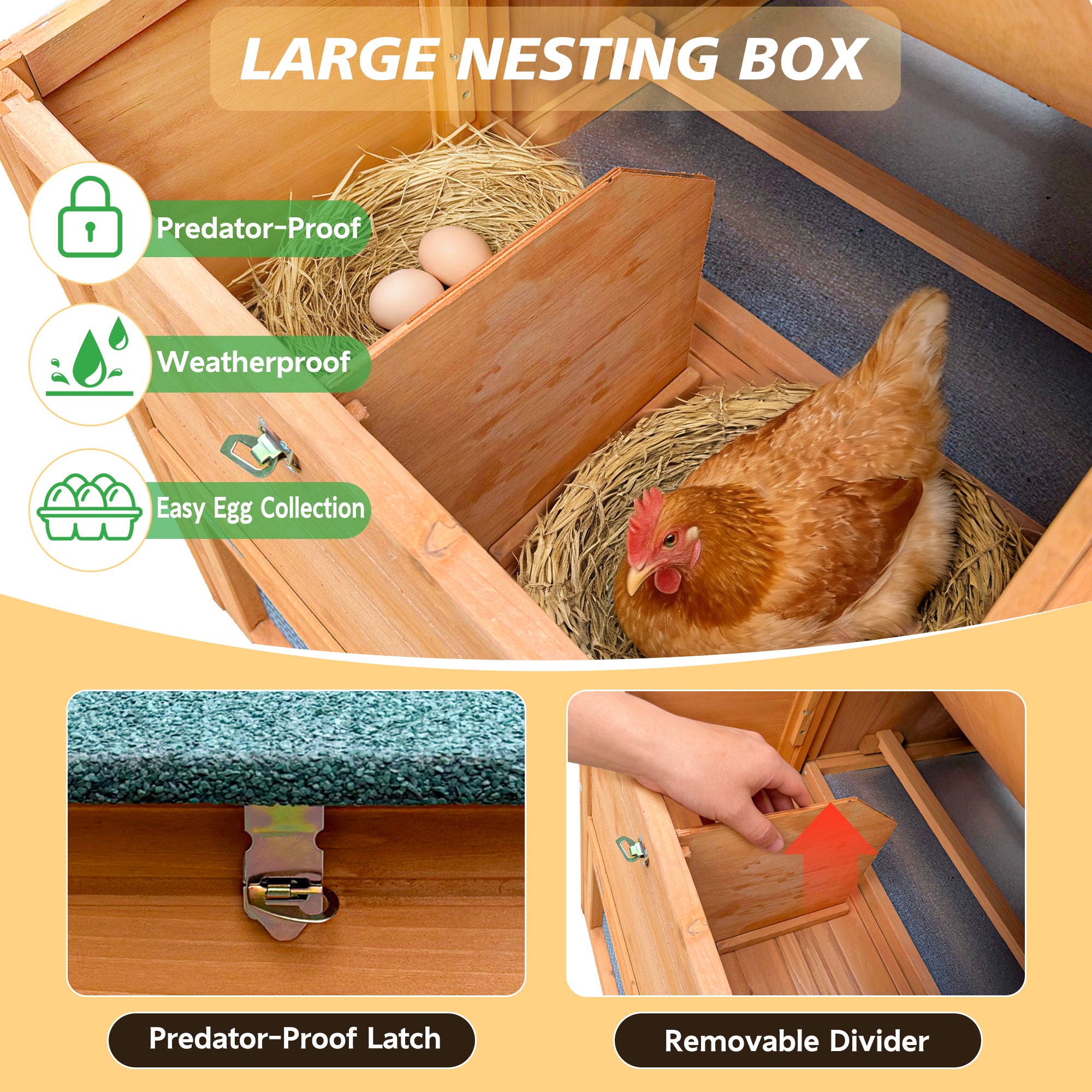 80" Chicken Coop with Nest Box and Removable Tray