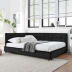 Full Size Upholstered Tufted Bed Frame - Black Velvet