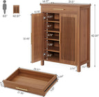 5-Tier Shoe Storage Cabinet with Louvered Doors and Drawer
