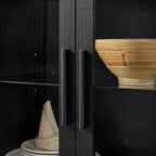 High Arched Storage Cabinet with Lamp - Black