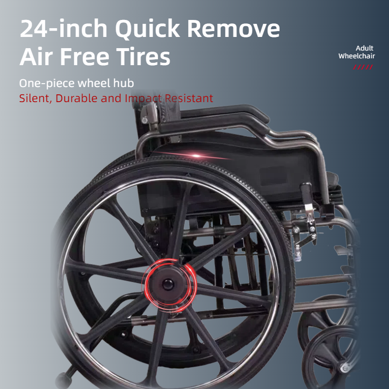 Folding Manual Transport Wheelchair, 20" Seat