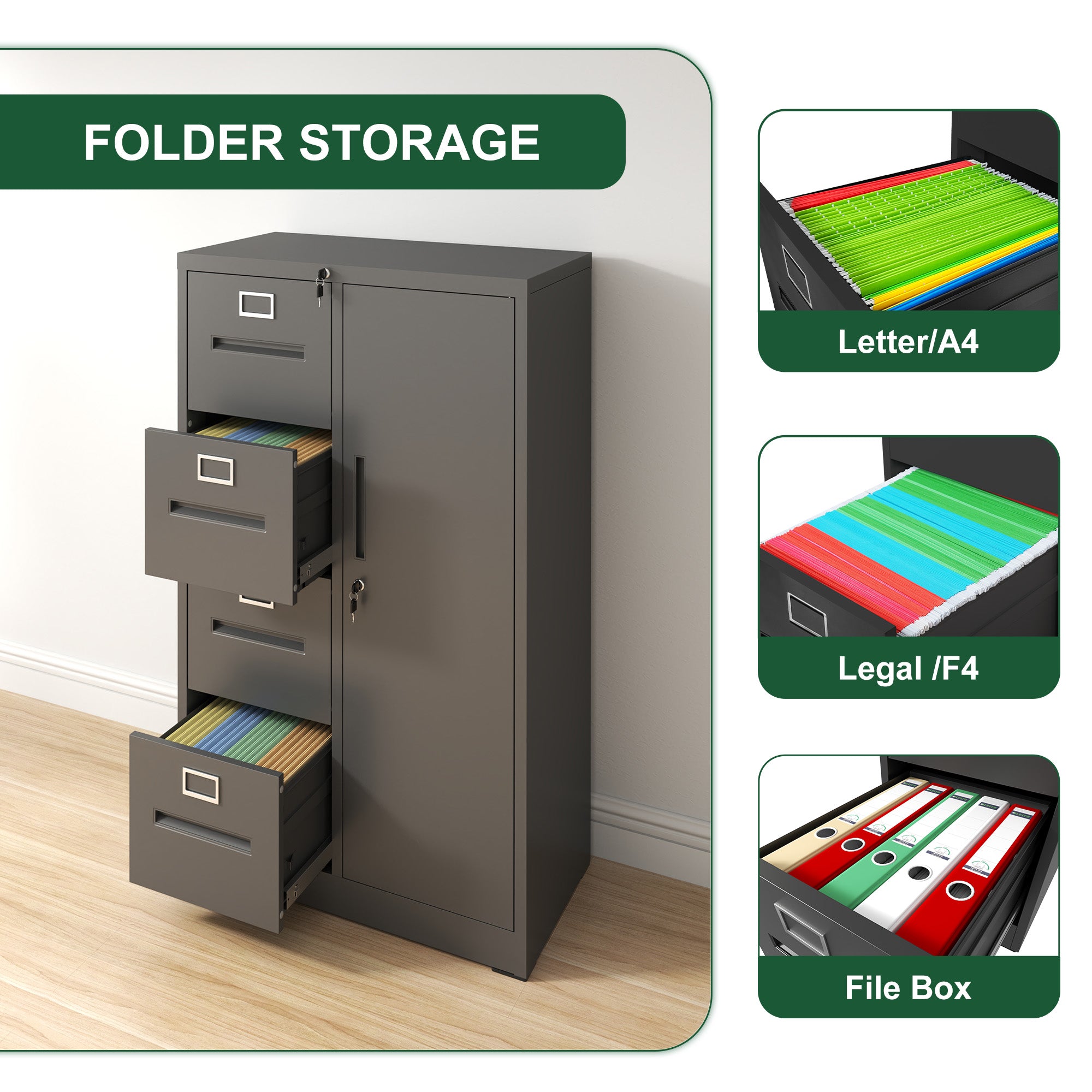 Metal Storage Vertical Filing Cabinet with Lock