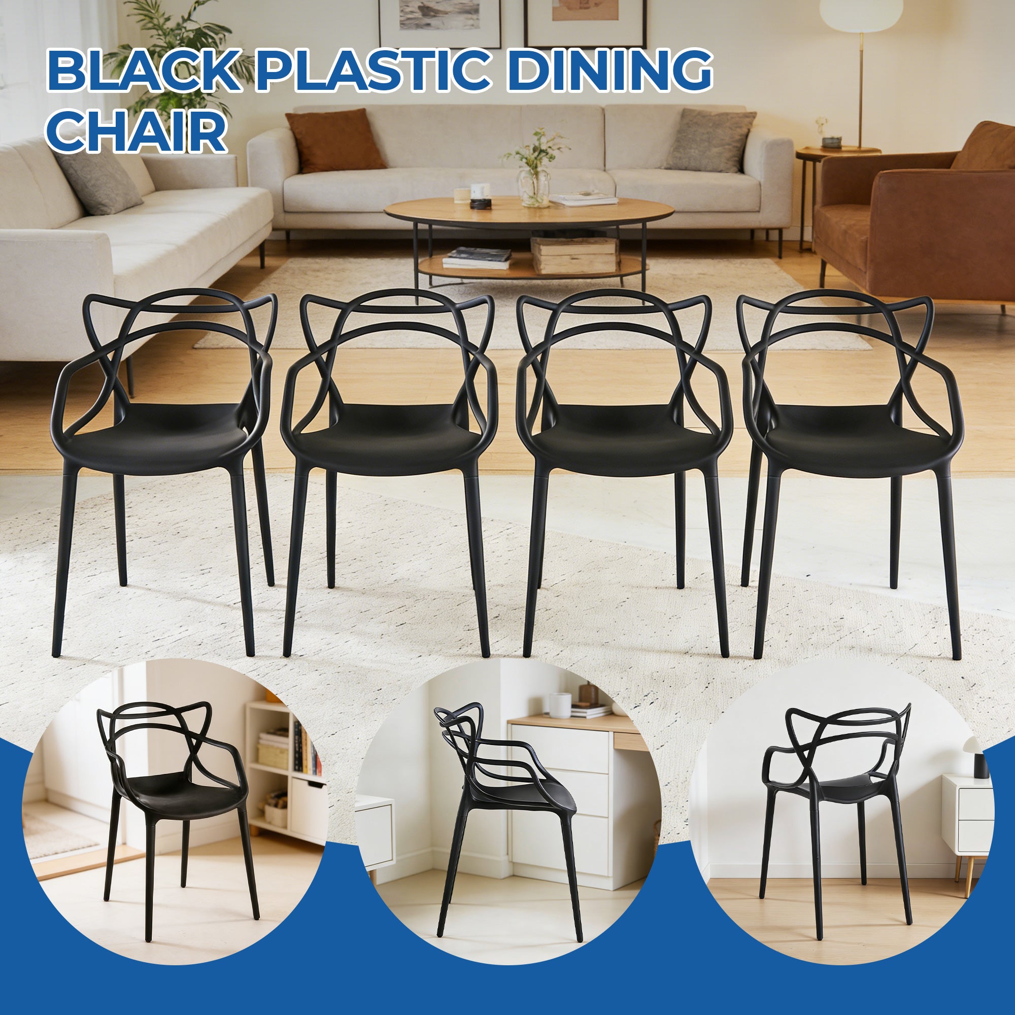 Plastic Dining Chair Set of 4