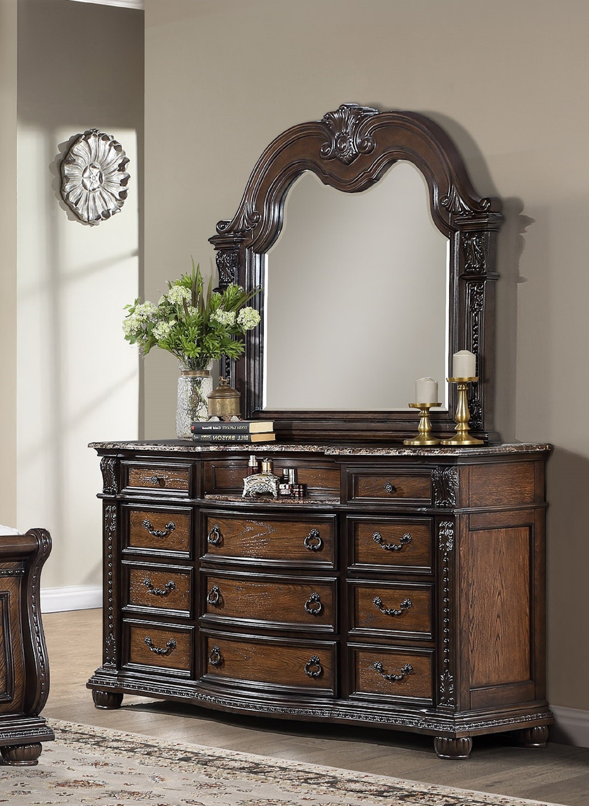 Marble Top 11 Drawers Dresser