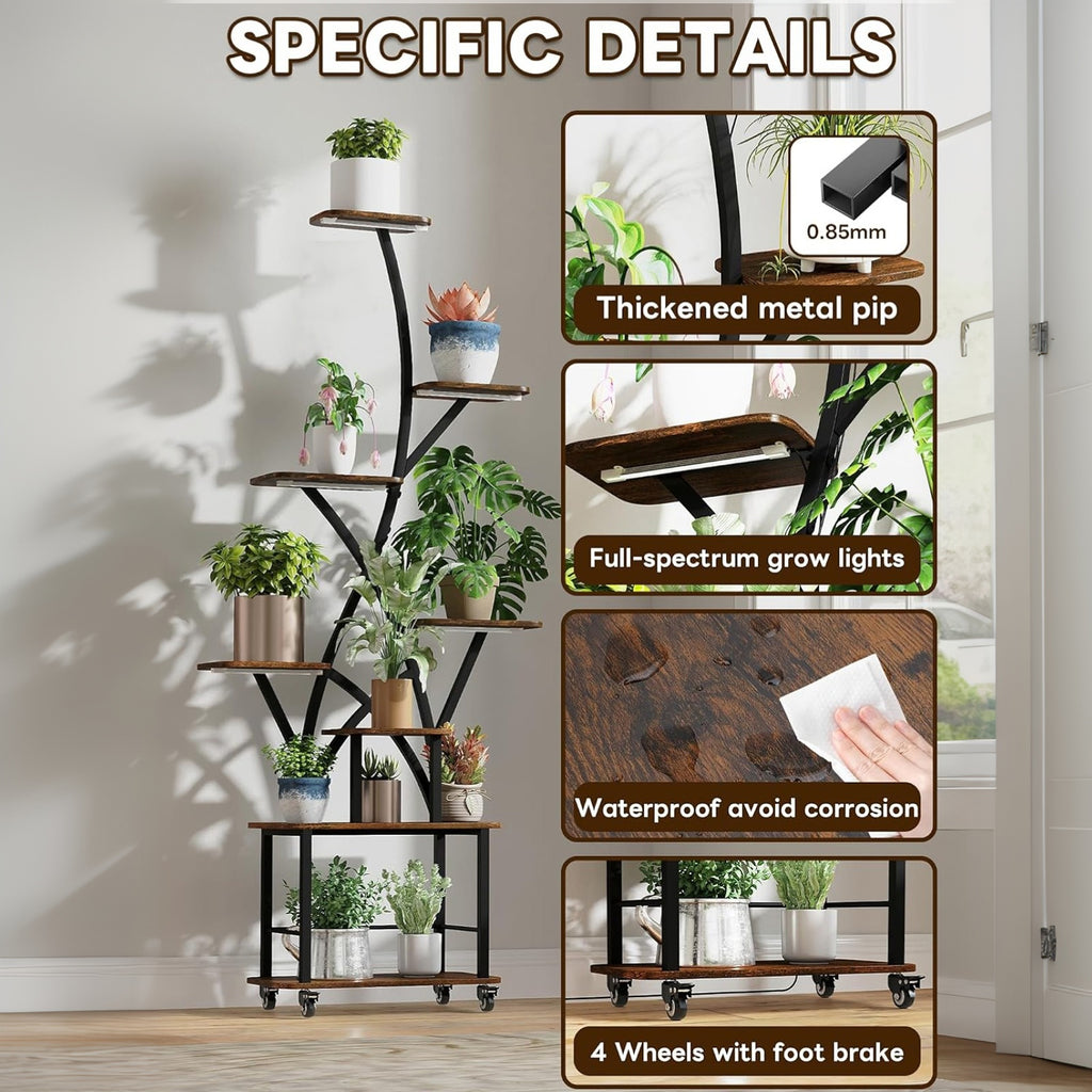 Plant Stand Indoor with Grow Light, 64" Tall, 8 Tiered Shelves
