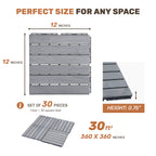 30 PCS Interlocking Deck Tiles Striped Pattern