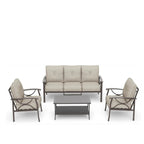 5-Piece Metal Patio Furniture Set, 5-Seat All-Weather Conversation Sofa