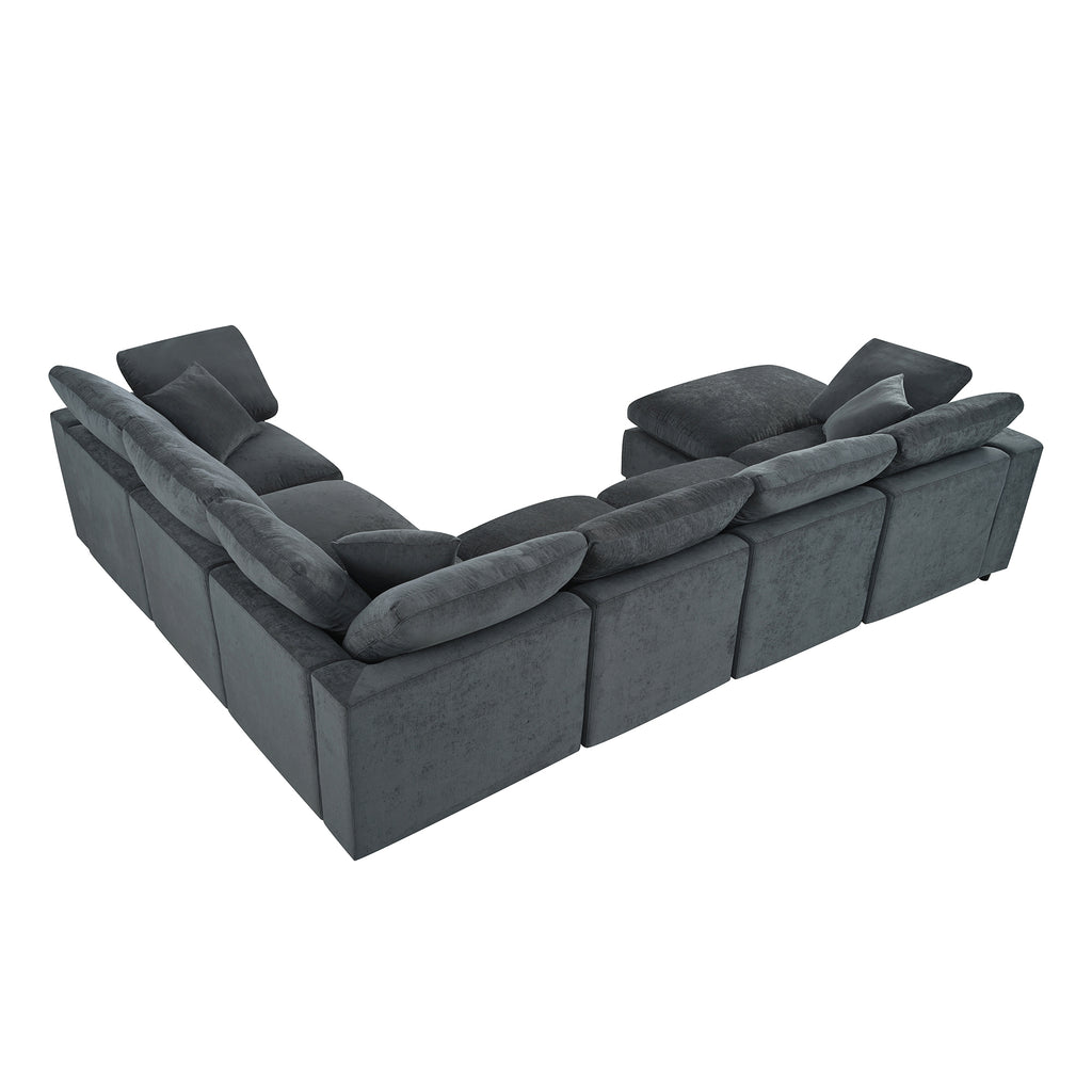 U_Style 120.8" Extra Large 7-Seater Modular Sectional Sofa