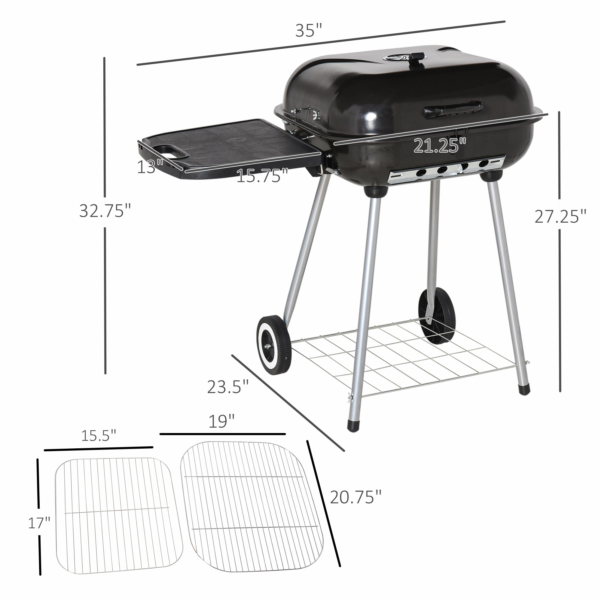 Outsunny 21" Portable Charcoal BBQ Grill