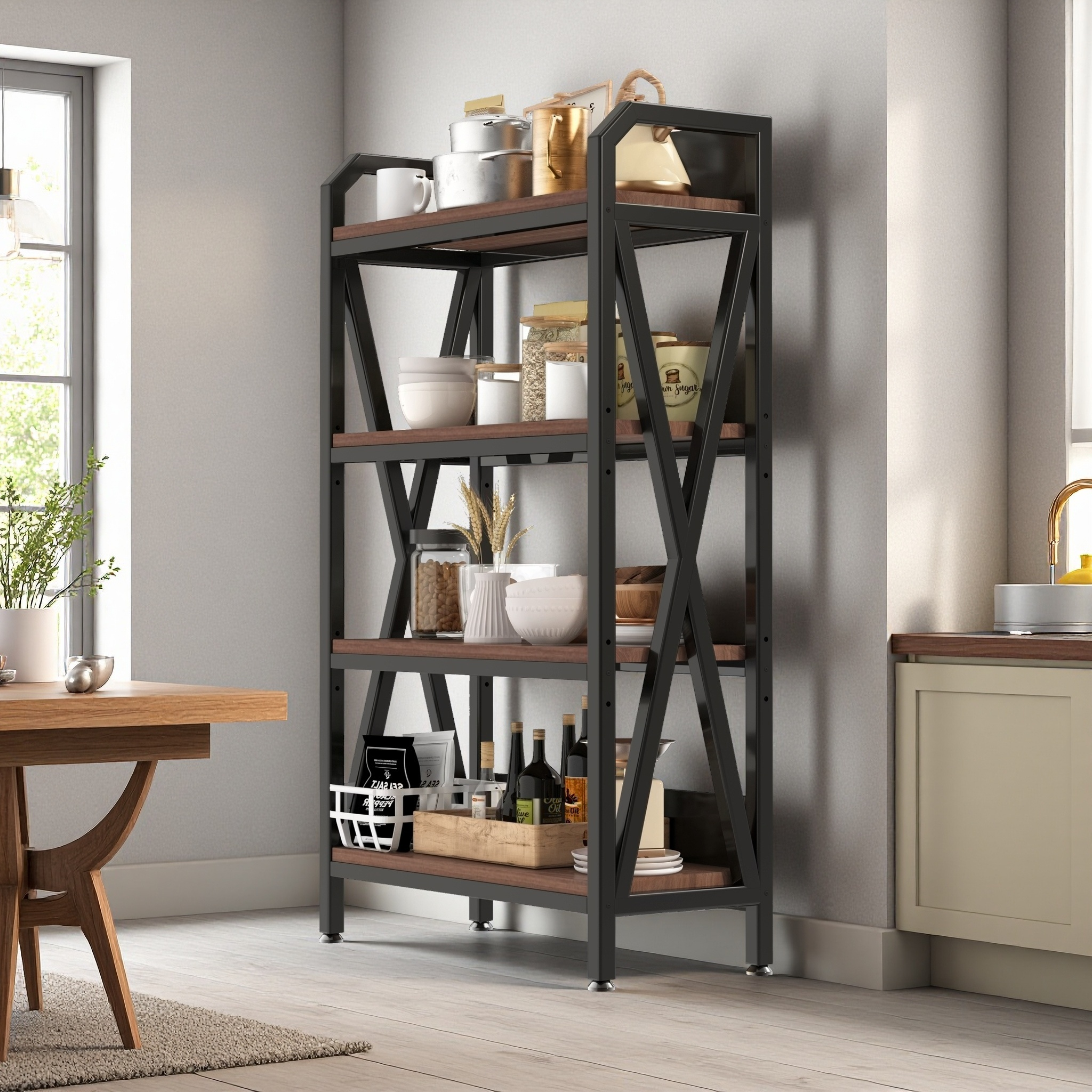 56.30'' Bakers Rack 4-Level Storage Shelves