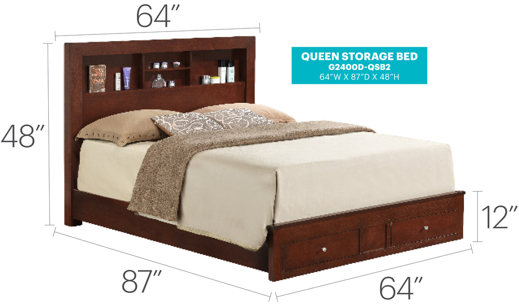 Stylish Cherry Storage Bed For Modern Spaces