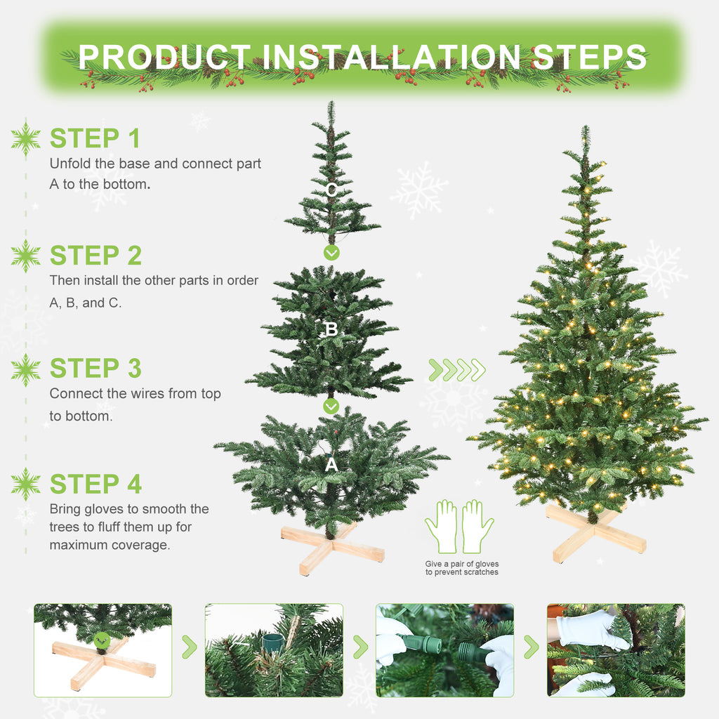 6ft Pre-Lit Christmas Tree with 300 Warm Lights