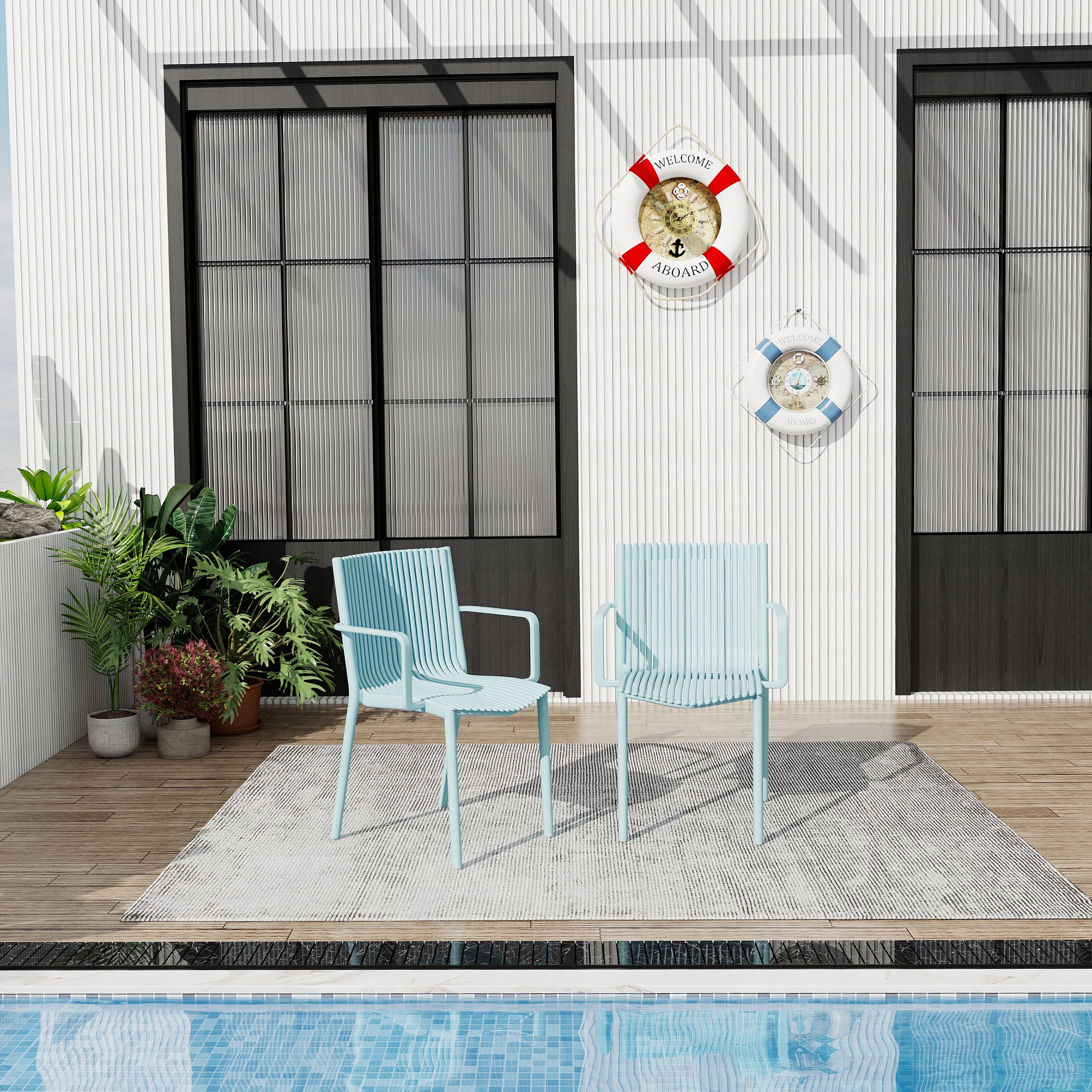 Summer 4-Piece Modern Stackable Armchair Set