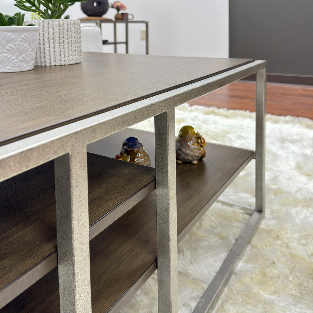 Padena 3-Piece Metal Frame Wood Living Room Coffee Table Set